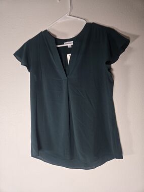 Calvin Klein Hunter Greeb V-Neck Short Sleeve Blouse